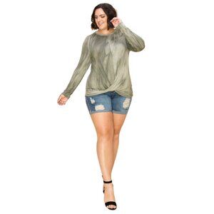 Tie Dye Twist Top in Olive‎ by a.gain